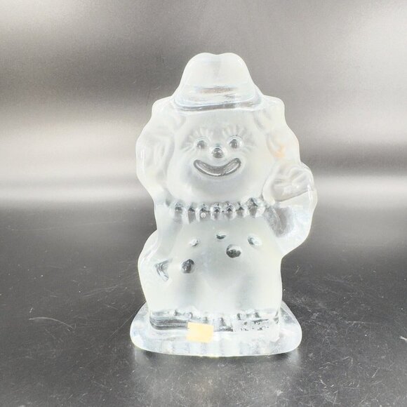 Vintage Viking Glass Clown Figurine Paperweight Frosted Clear Heavy Crystal Vtg - Picture 13 of 13